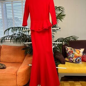 Elegant Red Peplum Gown